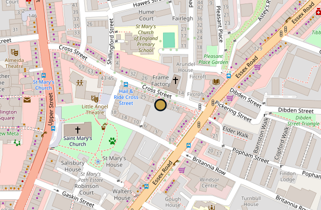 Map of 15 Cross Street, Islington
