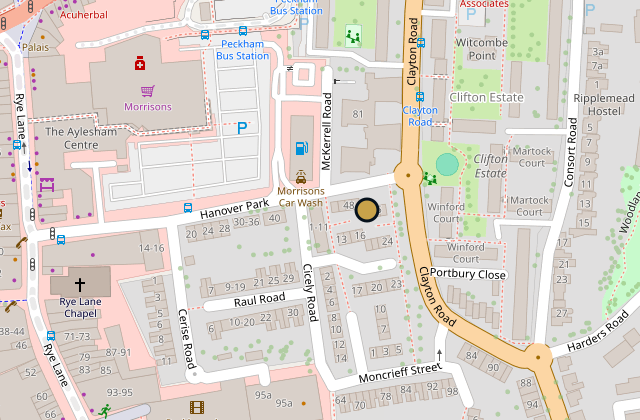 Map of 54 Hanover Park, Southwark