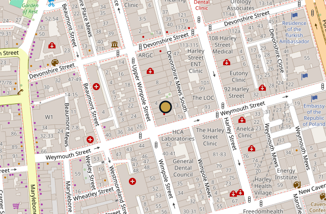 Map of 3A Devonshire Mews South, Westminster