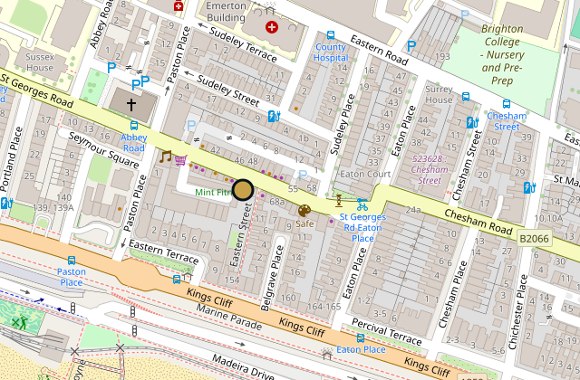 Map of 72 and 72A St Georges Road, Brighton and Hove