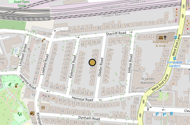 Map of 21 Gladys Road, Camden